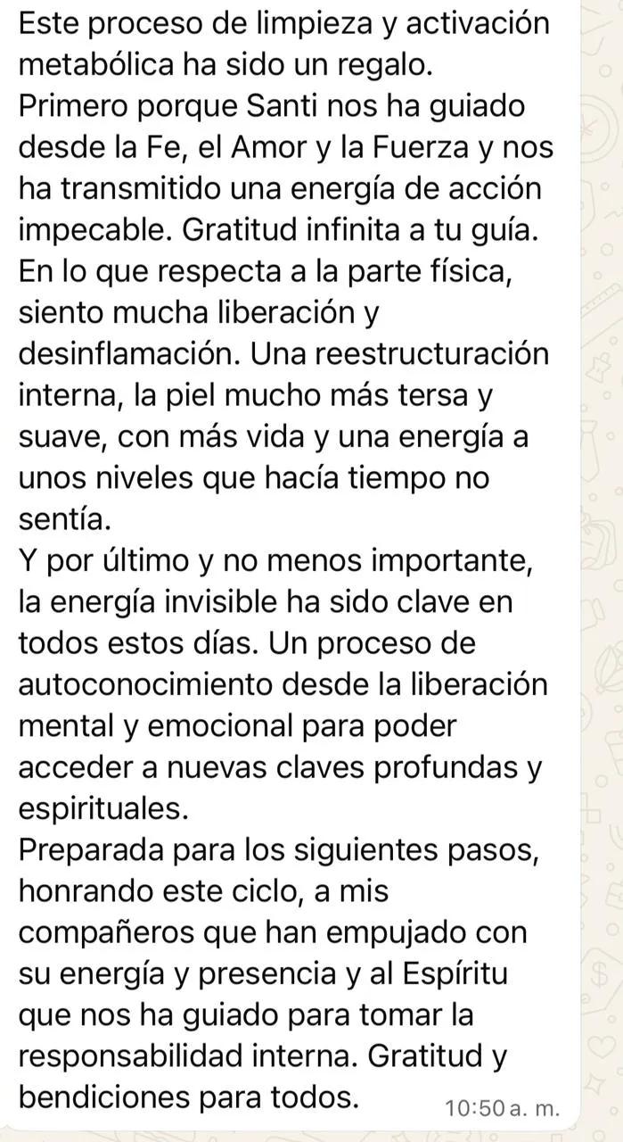 Testimonio: liberación y desinflamación, la piel más tersa y con más vida, y una energía que hacía tiempo no sentía.