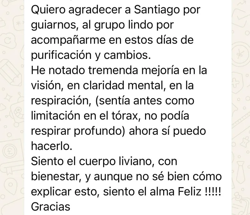 Testimonio: tremenda mejoría en la visión, claridad mental y respiración; cuerpo liviano y el alma feliz.