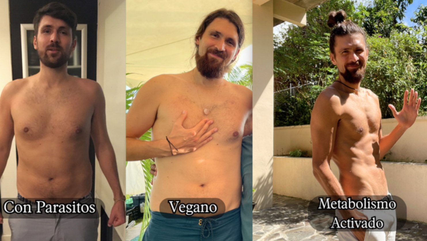 La transformación de Santiago en tres momentos: con parásitos, vegano y con el metabolismo activado.